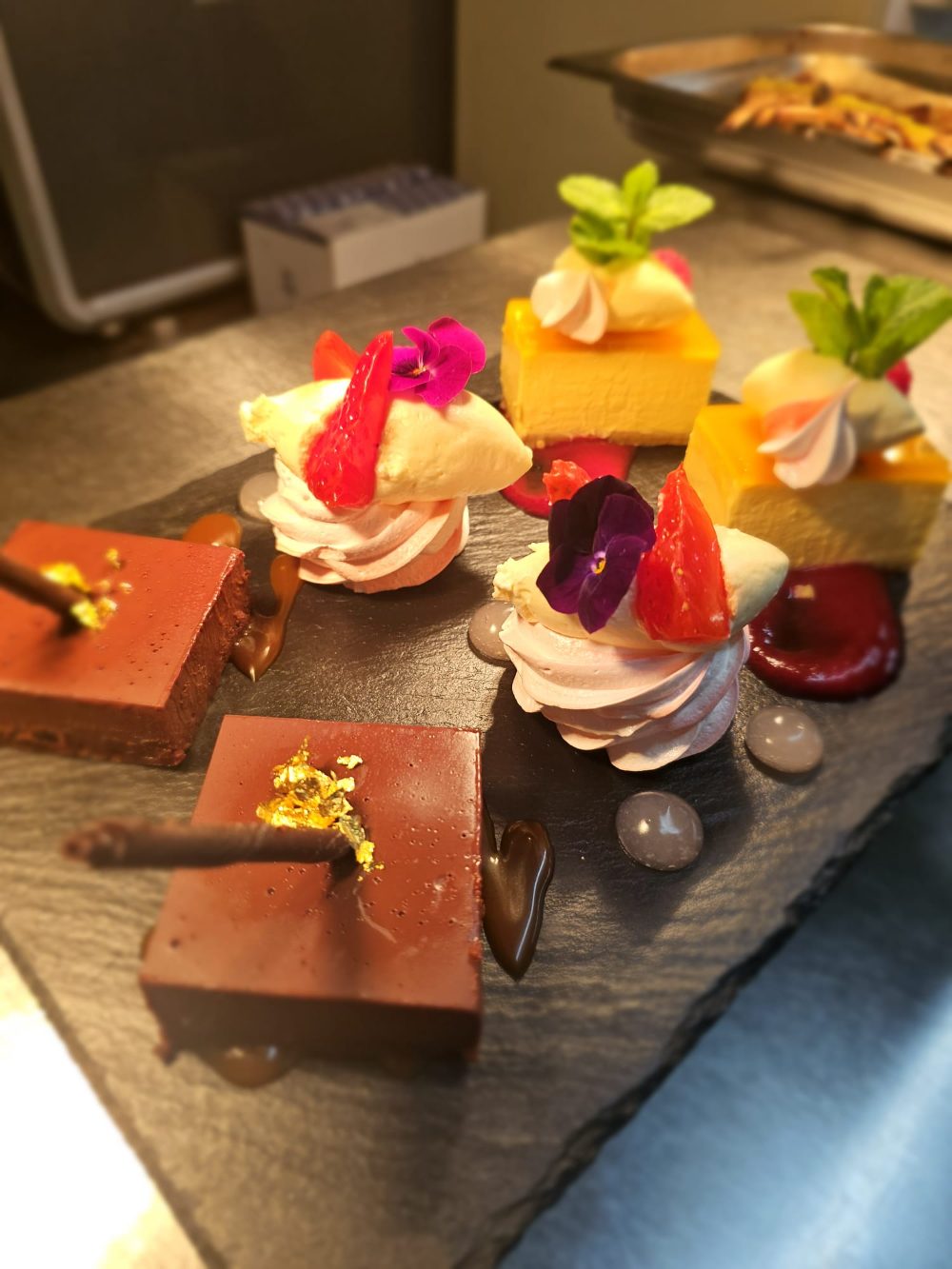 Chocolate délice, gold leaf